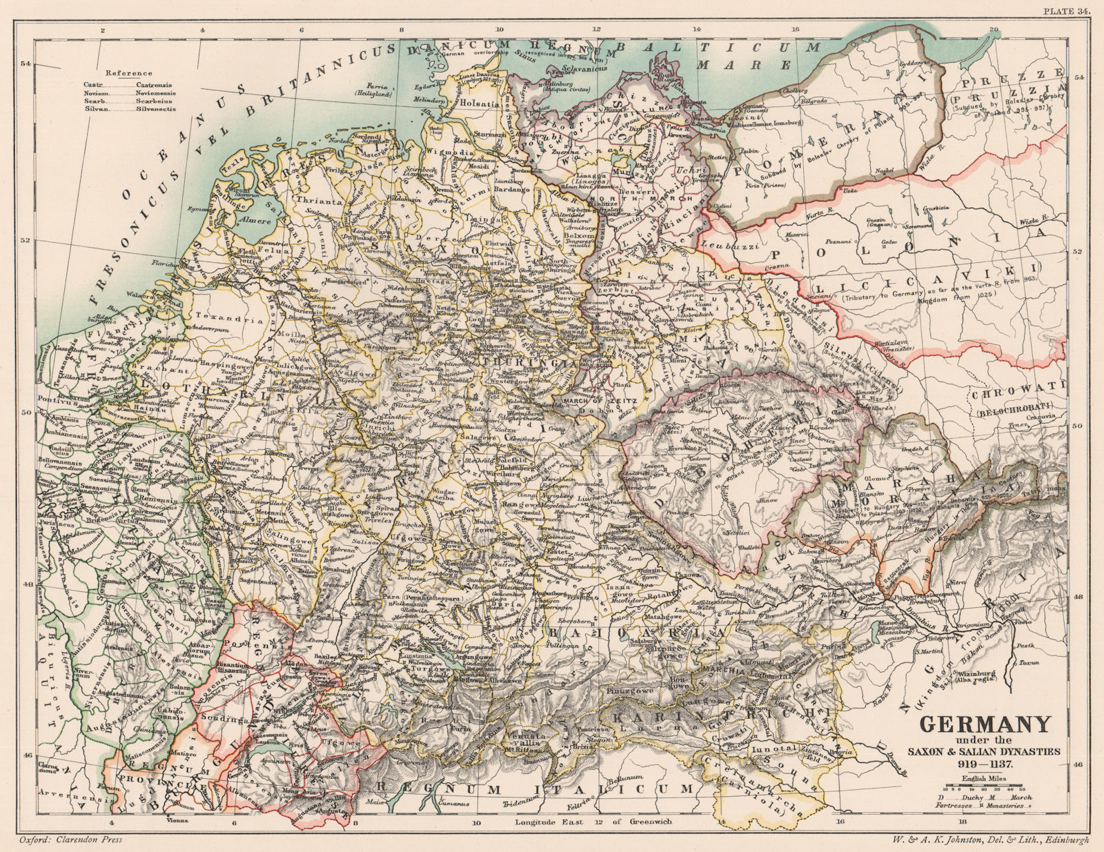 Associate Product GERMANY 919-1137. under the Saxon & Salian Dynasties 1902 old antique map