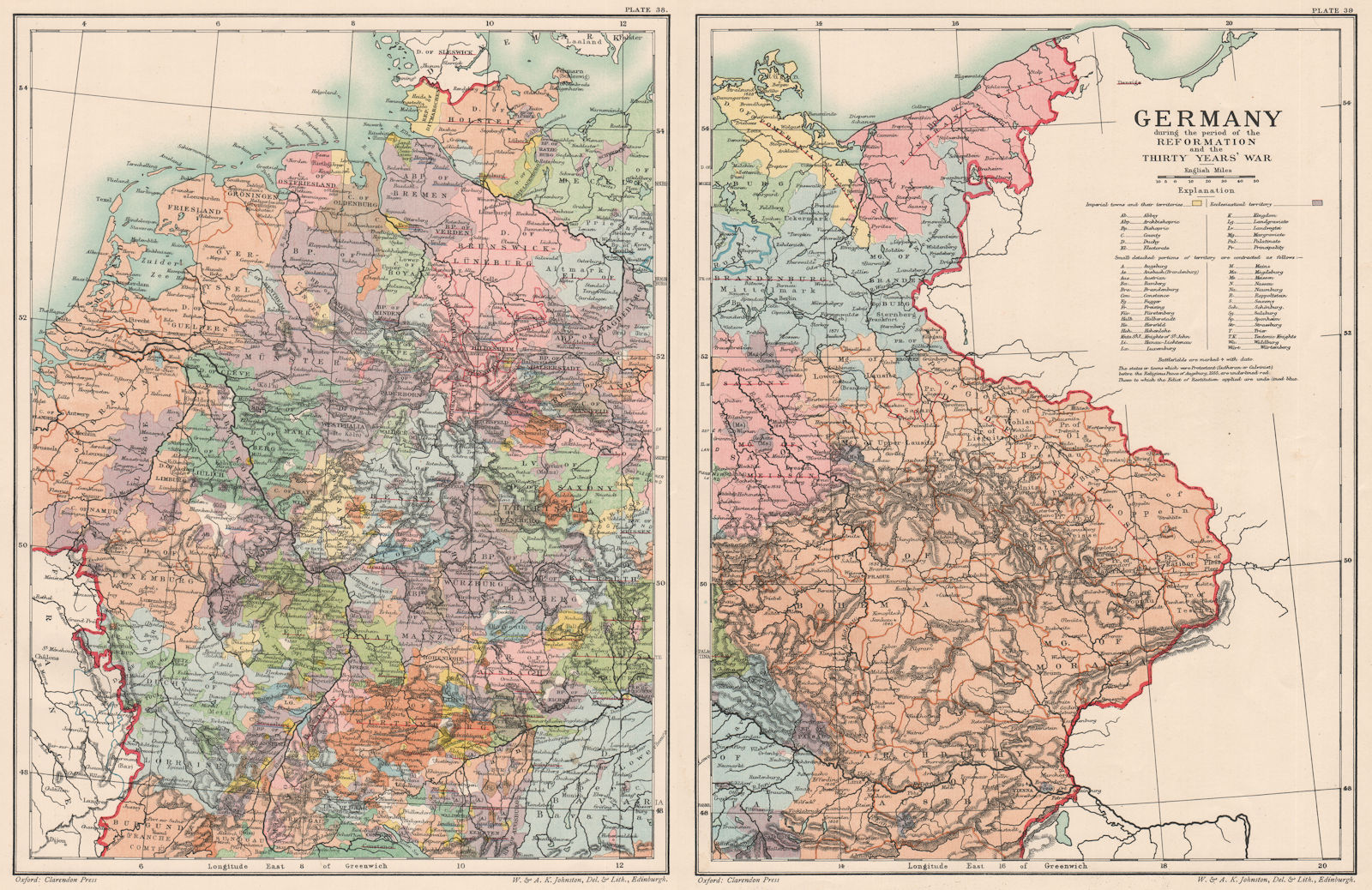 Associate Product GERMANY. during the Reformation & the thirty years' war 1902 old antique map