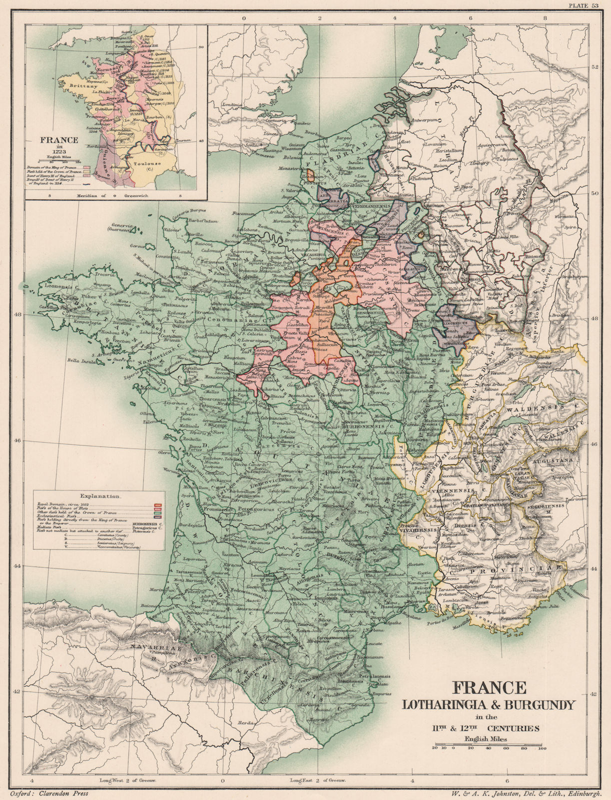Associate Product 11TH & 12TH CENTURY FRANCE. Lotharingia & Burgundy. Inset in 1223 1902 old map