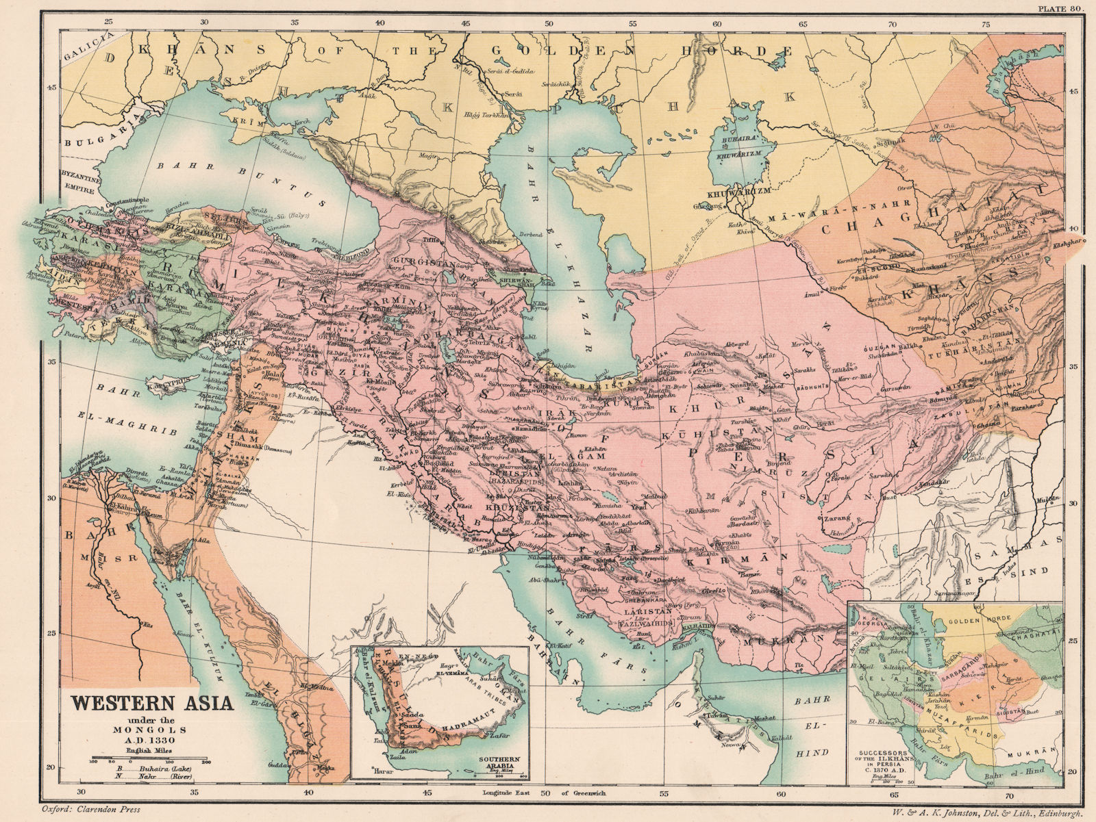Associate Product WESTERN ASIA IN 1330 AD. under the Mongols. Persia (Iran) 1370 1902 old map