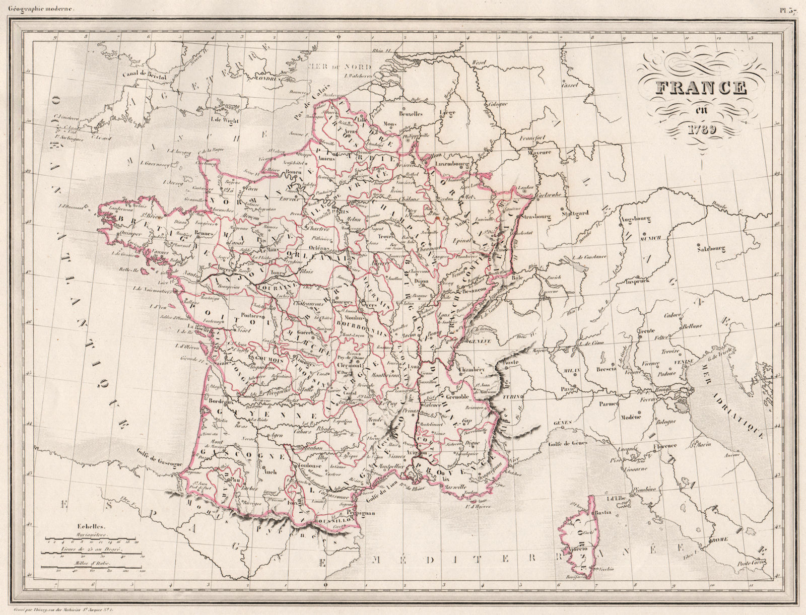 Associate Product FRANCE in 1789. Original outline colour. Provinces. MALTE-BRUN c1846 old map