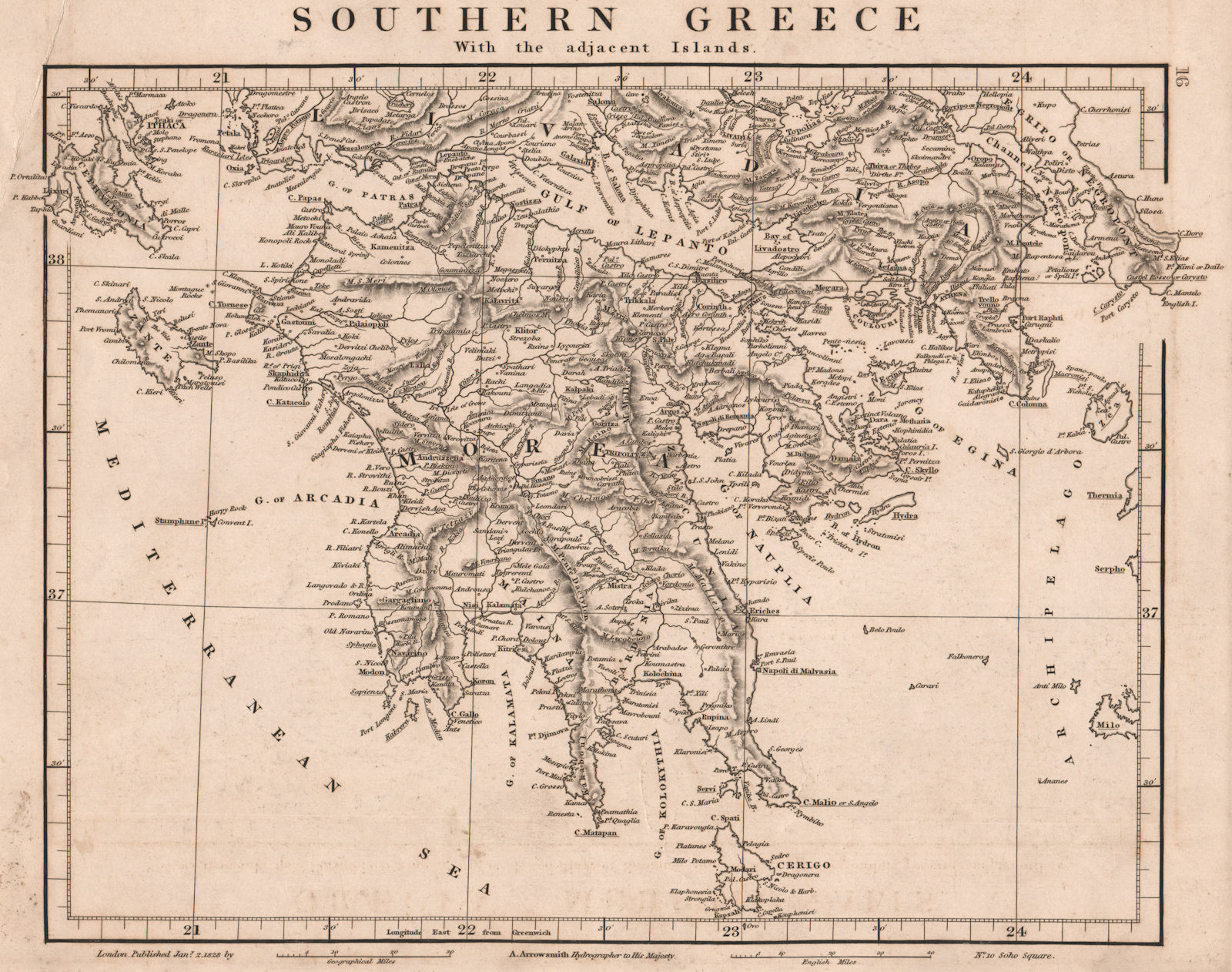 PELOPONNESE.South Greece.Morea Zakynthos Kythira Cephallonia.ARROWSMITH 1828 map