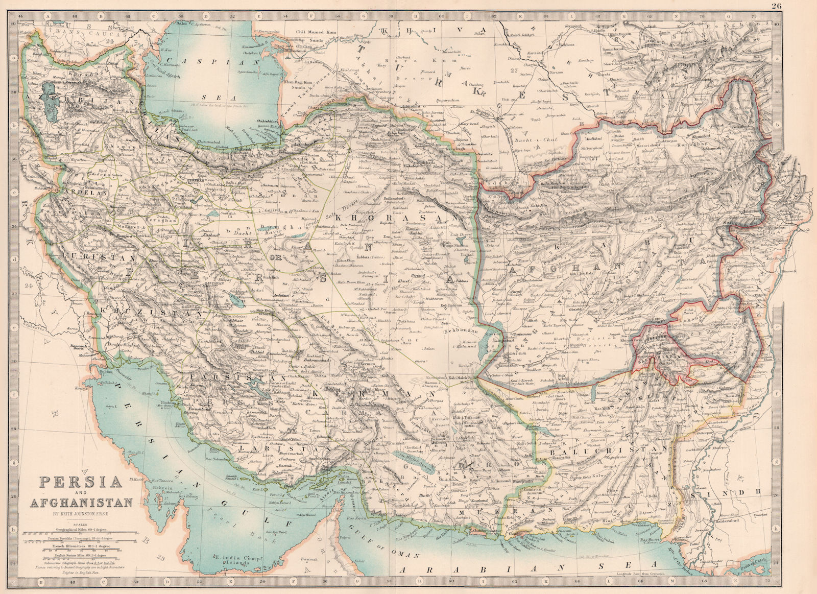 Associate Product SW ASIA. "British Baluchistan" Zhob Sewistan ambiguous borders.JOHNSTON 1906 map