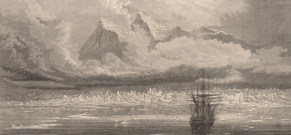 SPITSBERGEN. Mountains, Coast-glacier and Ice-peaks. Norway. Sailing ship 1882