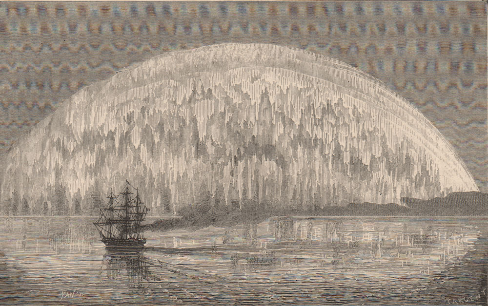 Associate Product AURORA BOREALIS. from the Pandora. Crossing the Polar circle. Arctic.  1882