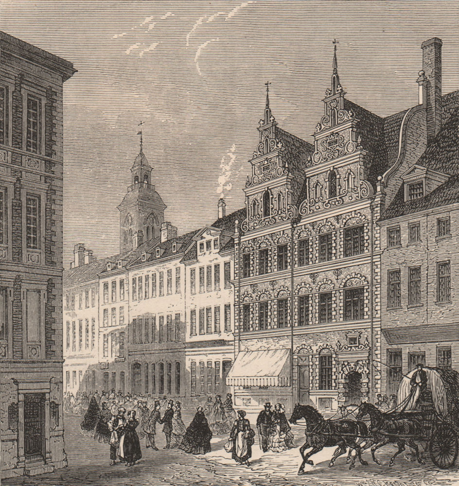 COPENHAGEN. A street in the city. Denmark 1882 old antique print picture