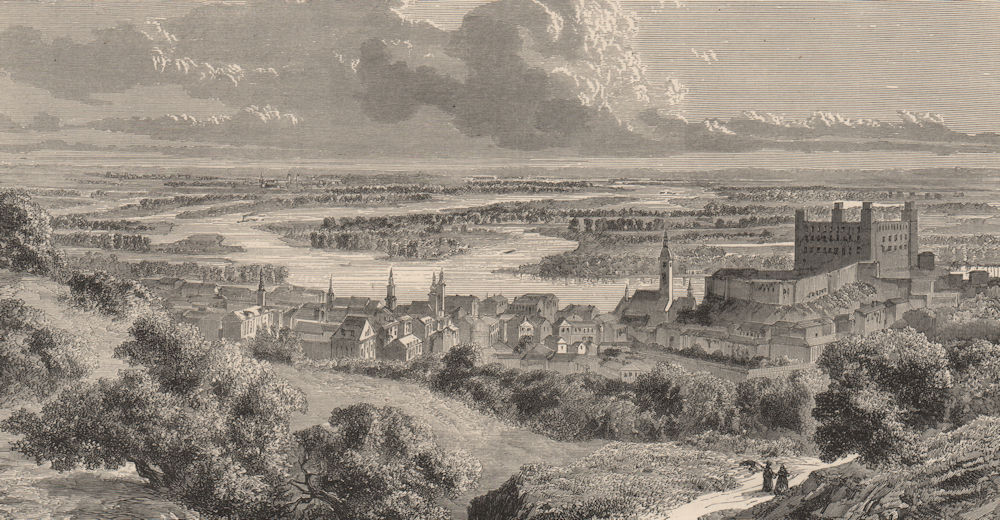 Associate Product PRESSBURG (BRATISLAVA) . view of the Danube Valley. Slovakia 1882 old print
