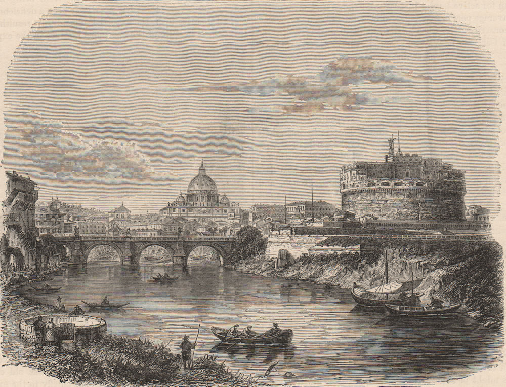 ROME. Castle of St. Angelo (the Mausoleum of Hadrian) St. Peter's &c 1882