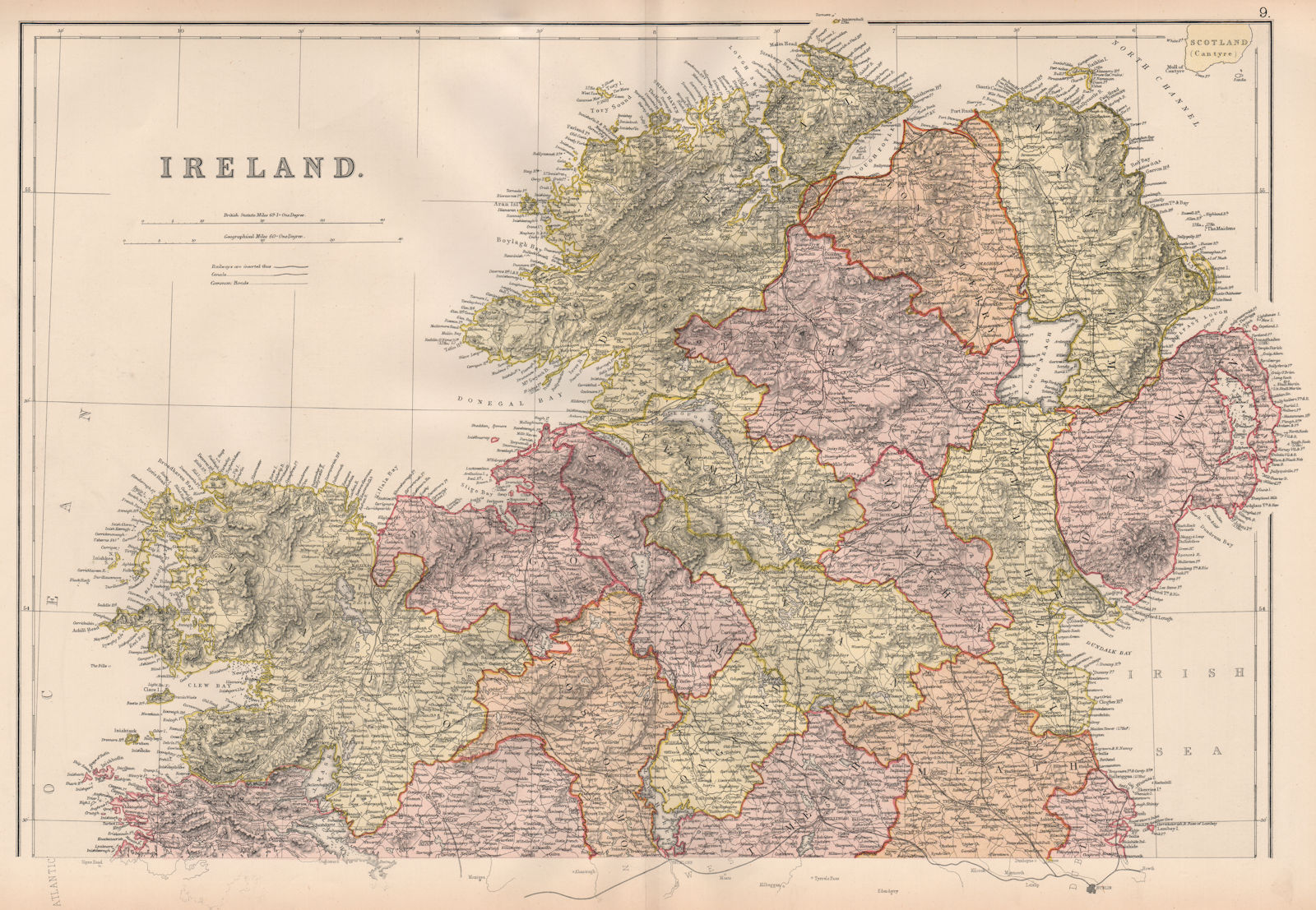 Associate Product IRELAND NORTH. Ulster. Counties & railways. BLACKIE 1882 old antique map chart