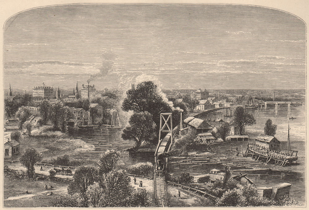 HARTFORD. View from Colt's Factory. Connecticut 1874 old antique print picture