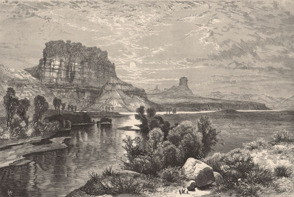 UTAH. Cliffs of Green River 1874 old antique vintage print picture