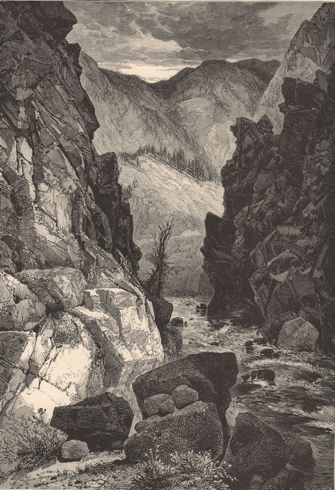 UTAH. Devil's gate, Weber Canyon 1874 old antique vintage print picture