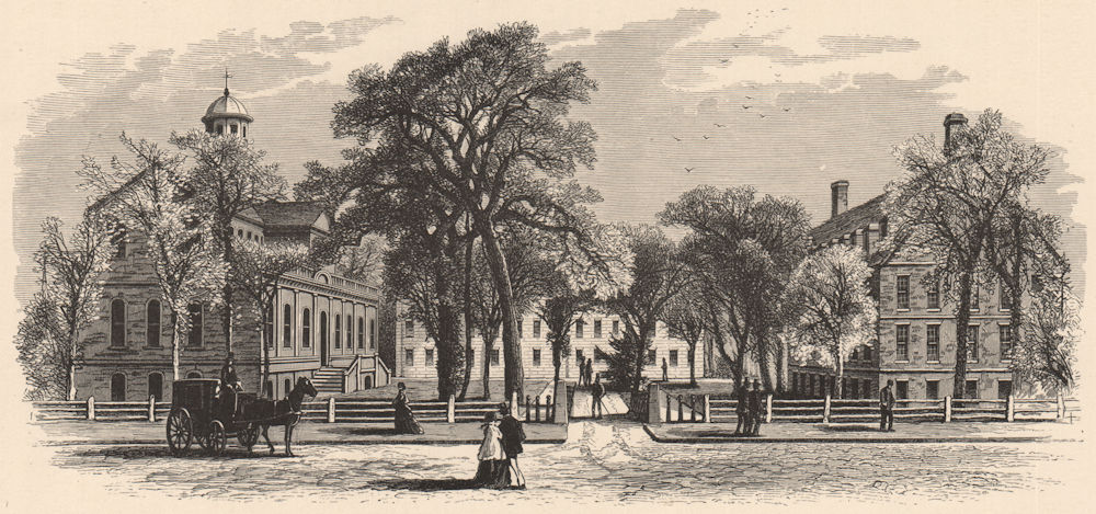 BOSTON. College Buildings. Massachusetts 1874 old antique print picture