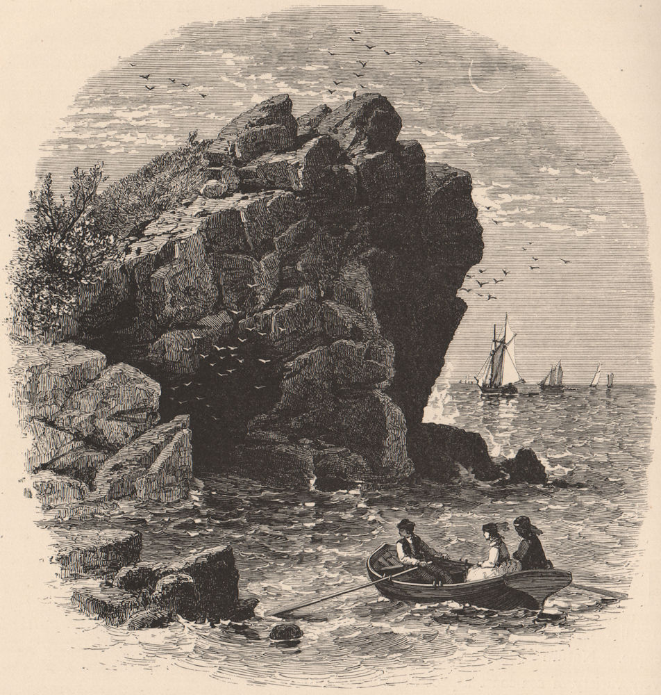 MASSACHUSETTS. Swallows' Cave, Nahant. Rowing & sailing boats 1874 old print