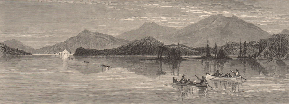 ADIRONDACKS. Lower Saranac Lake. New York State 1874 old antique print picture