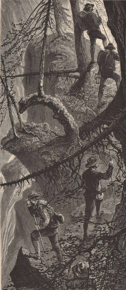 ADIRONDACKS. The Indian Pass. Walkers/Mountaineers. New York State 1874 print