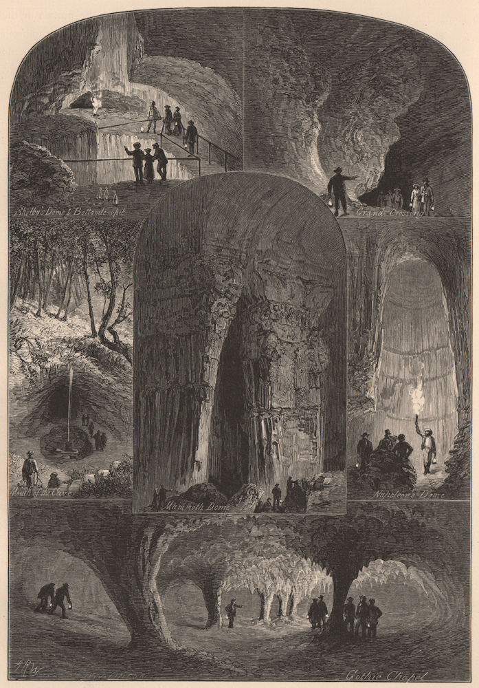 MAMMOTH CAVE. Shelby's Napoleon's Dome. Gothic Chapel. Kentucky 1874 old print