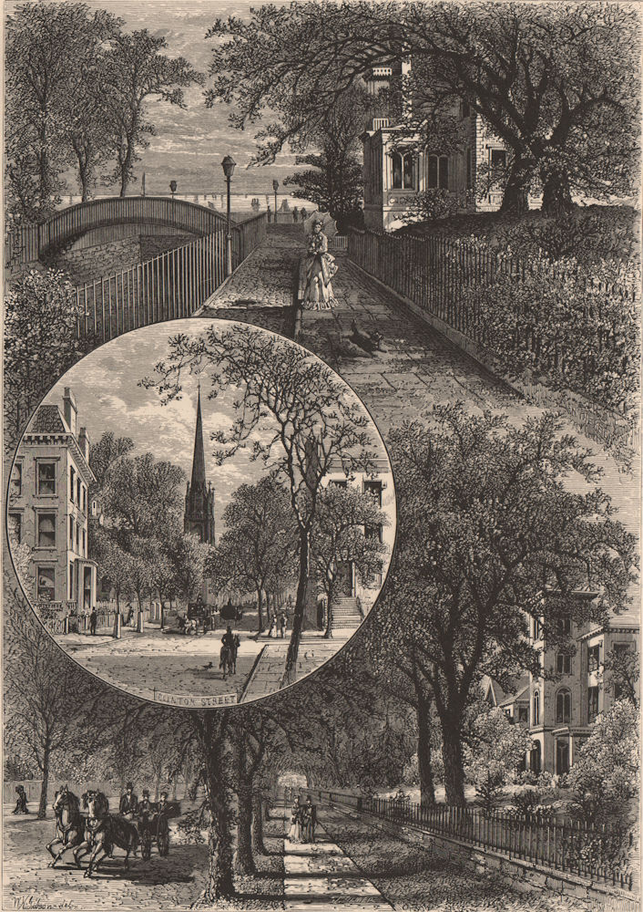 NEW YORK CITY. Brooklyn street-scenes. Clinton Street 1874 old antique print