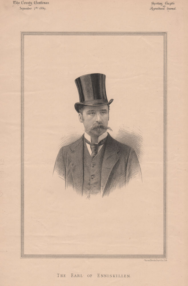 The Earl of Enniskillen 1889 old antique vintage print picture
