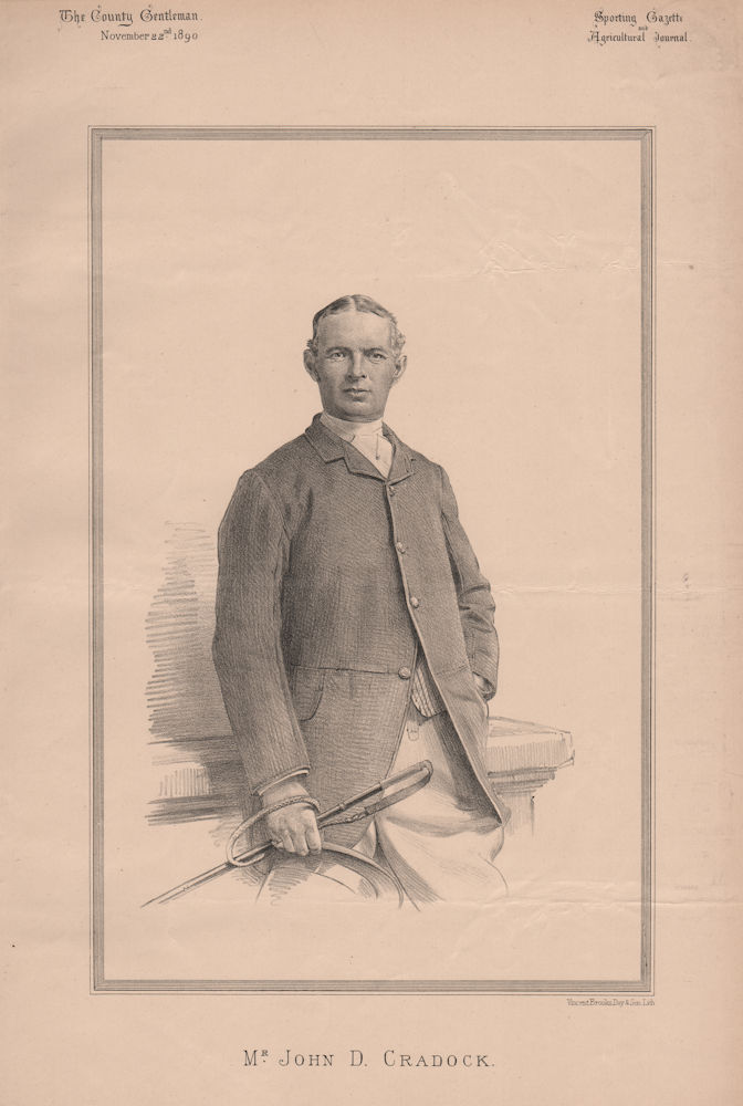 Mr. John D. Cradock 1890 old antique vintage print picture