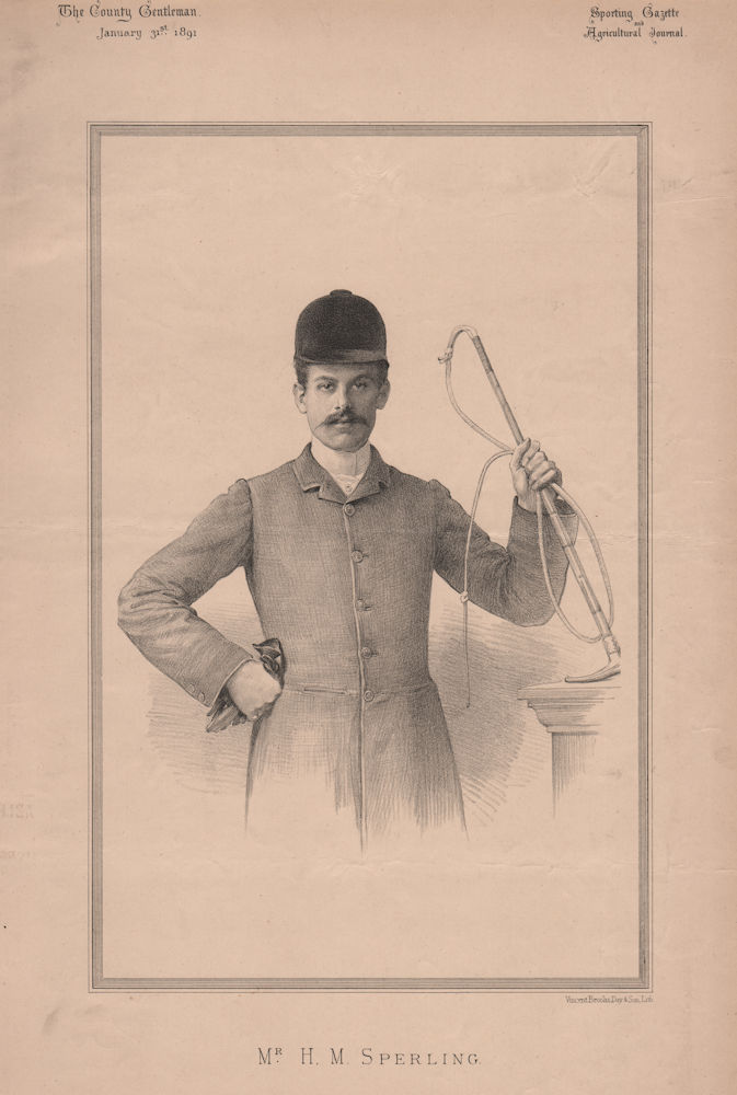 Mr. H.M. Sperling 1891 old antique vintage print picture