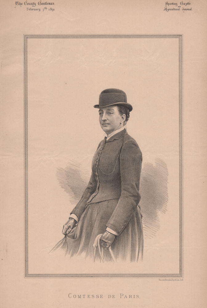 Comtesse de Paris 1891 old antique vintage print picture