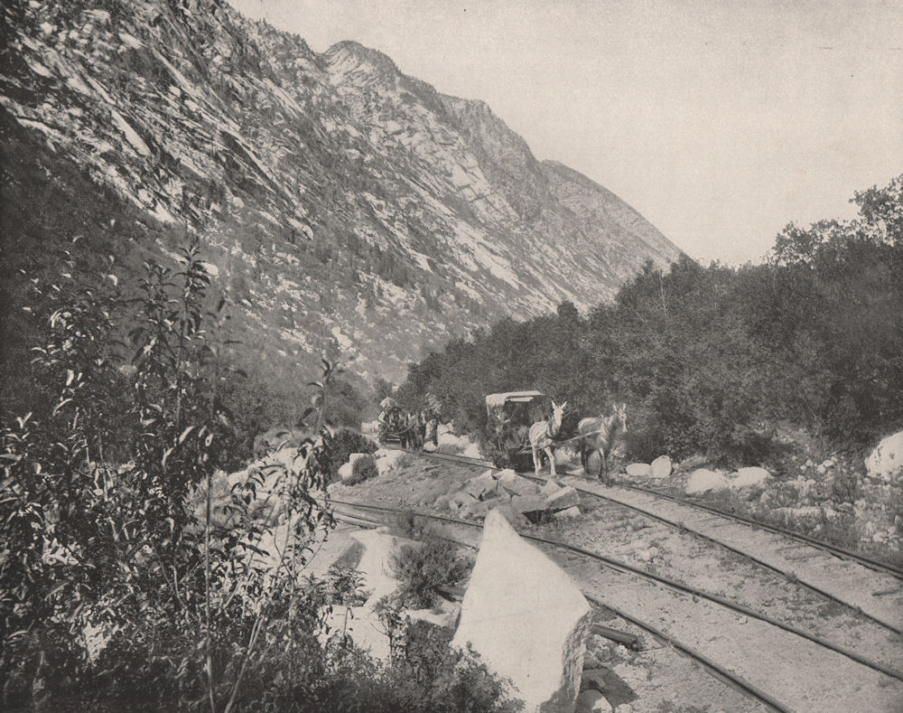 Associate Product Cottonwood Canyon, Utah. Horse-drawn tramway 1895 old antique print picture