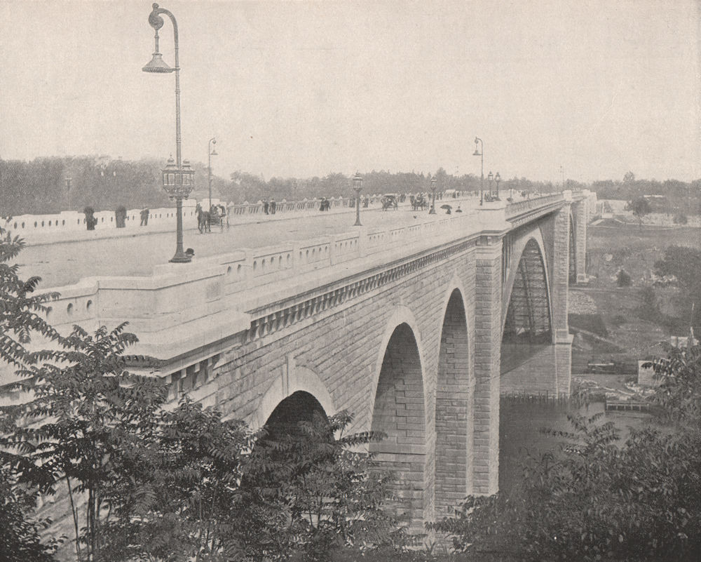 Associate Product Washington Bridge, Harlem River, New York City 1895 old antique print picture