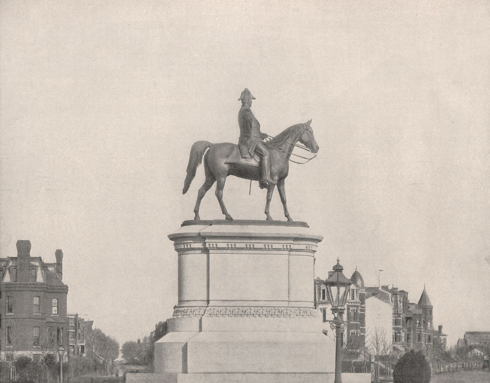 Statue of Winfield Scott, Washington DC 1895 old antique vintage print picture