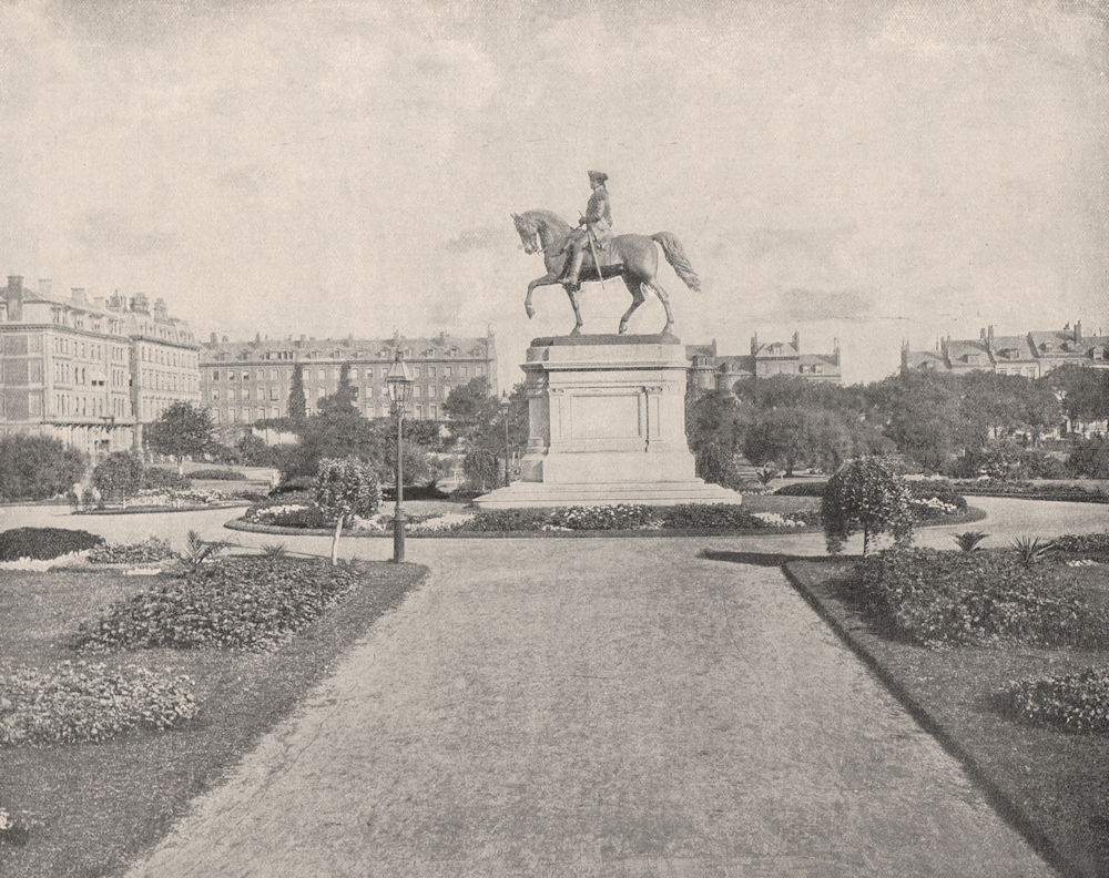 Statue of Washington, Public Garden, Boston, Massachusetts 1895 old print