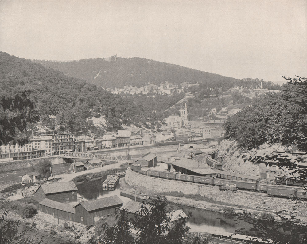 Associate Product Mauch Chunk (Jim Thorpe) with views of Mount Pisgah, Pennsylvania 1895 print