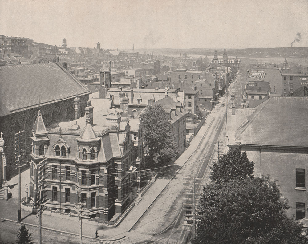 Barrington Street, Halifax, Nova Scotia Canada 1895 old antique print picture
