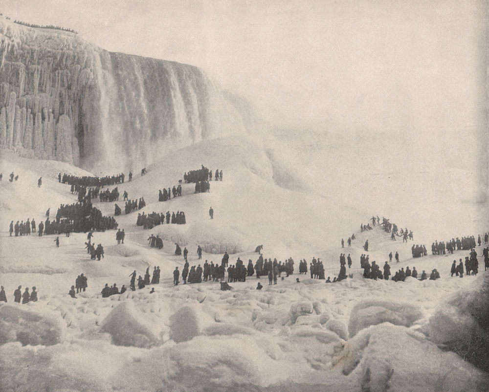 Ice Mountain, Frozen Niagara Falls, North America 1895 old antique print