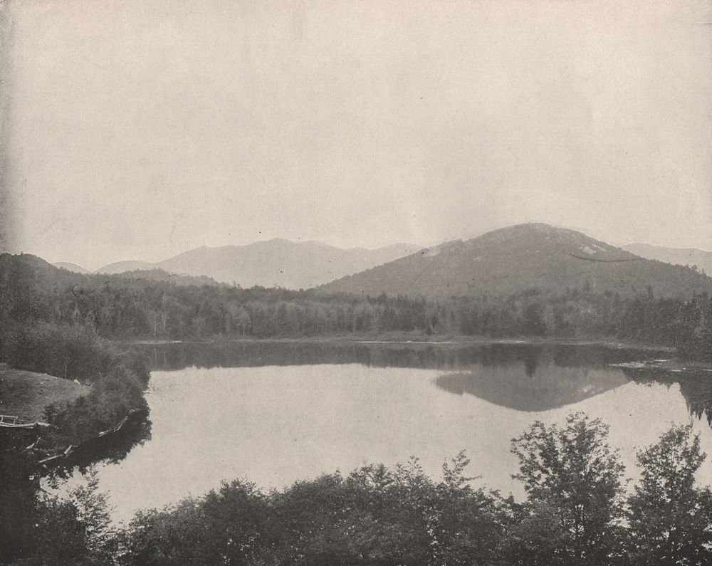 Mirror Lake, Adirondacks, New York 1895 old antique vintage print picture