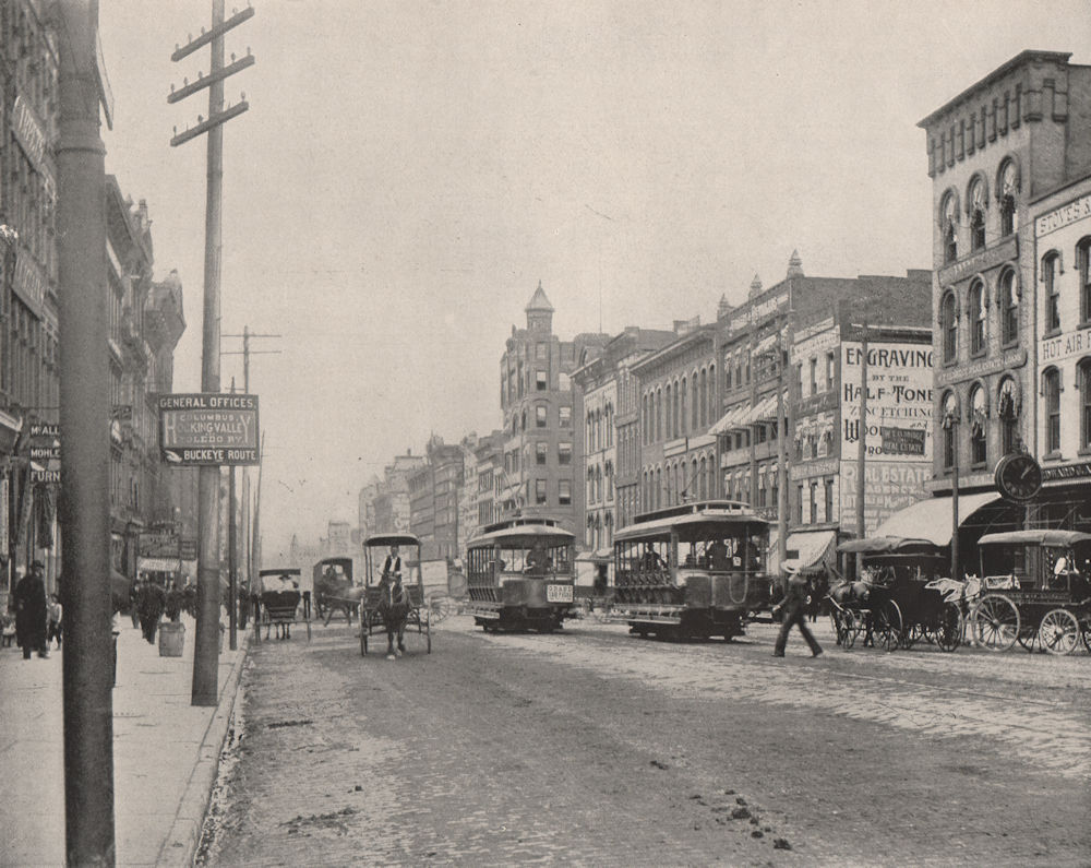 High Street, Columbus, Ohio 1895 old antique vintage print picture