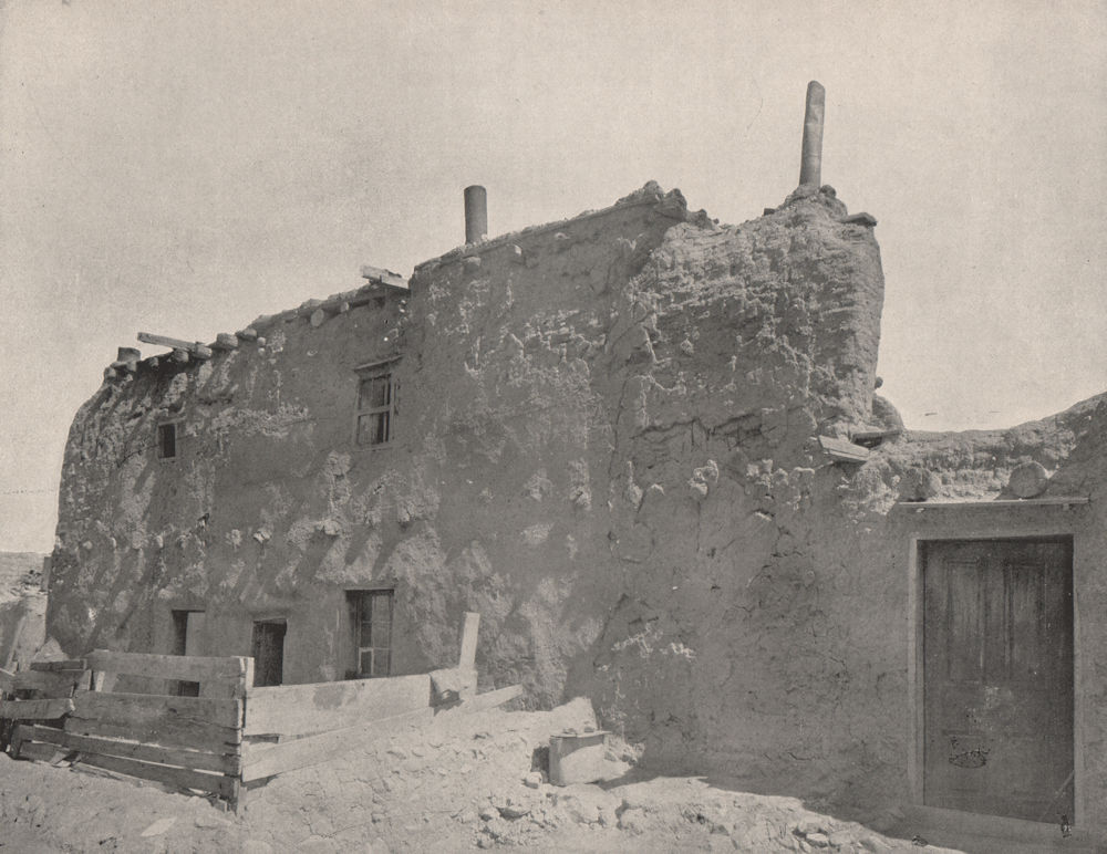 The De Vargas Street House,the oldest house in the US. Santa Fe, New Mexico 1895