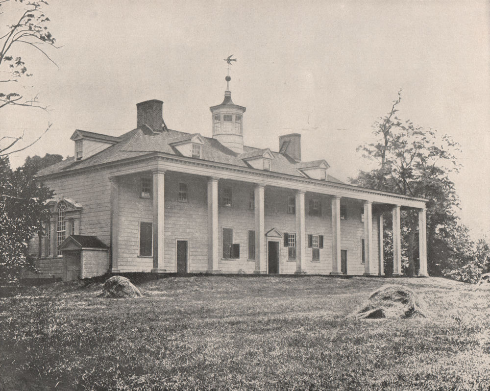 Associate Product George Washington's house, Mount Vernon, Virginia 1895 old antique print