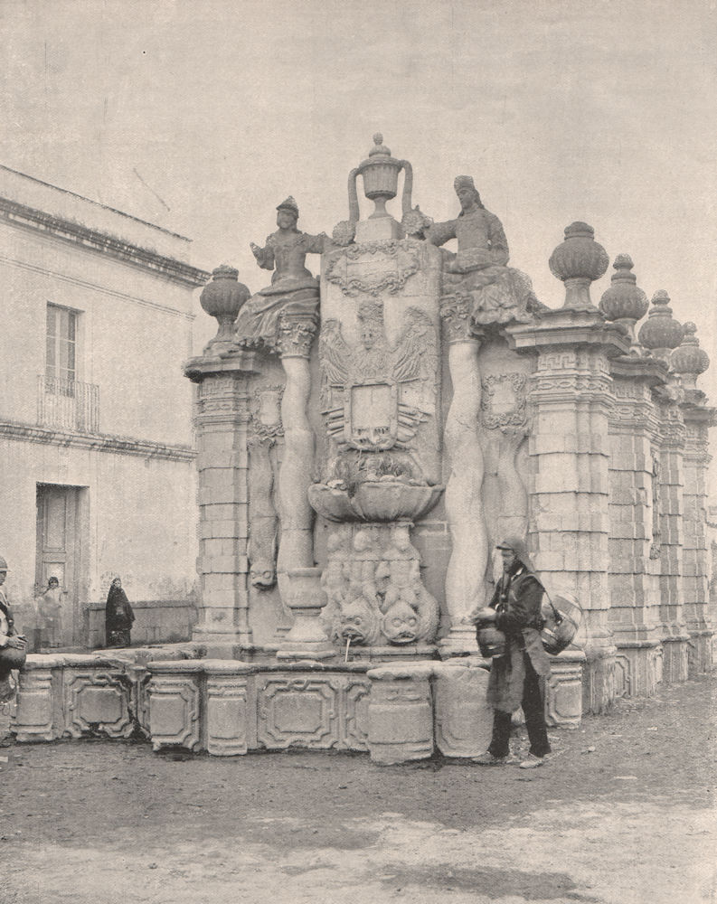 Associate Product Fountain of "Falling Waters". Salto del Agua fountain, Mexico City 1895 print