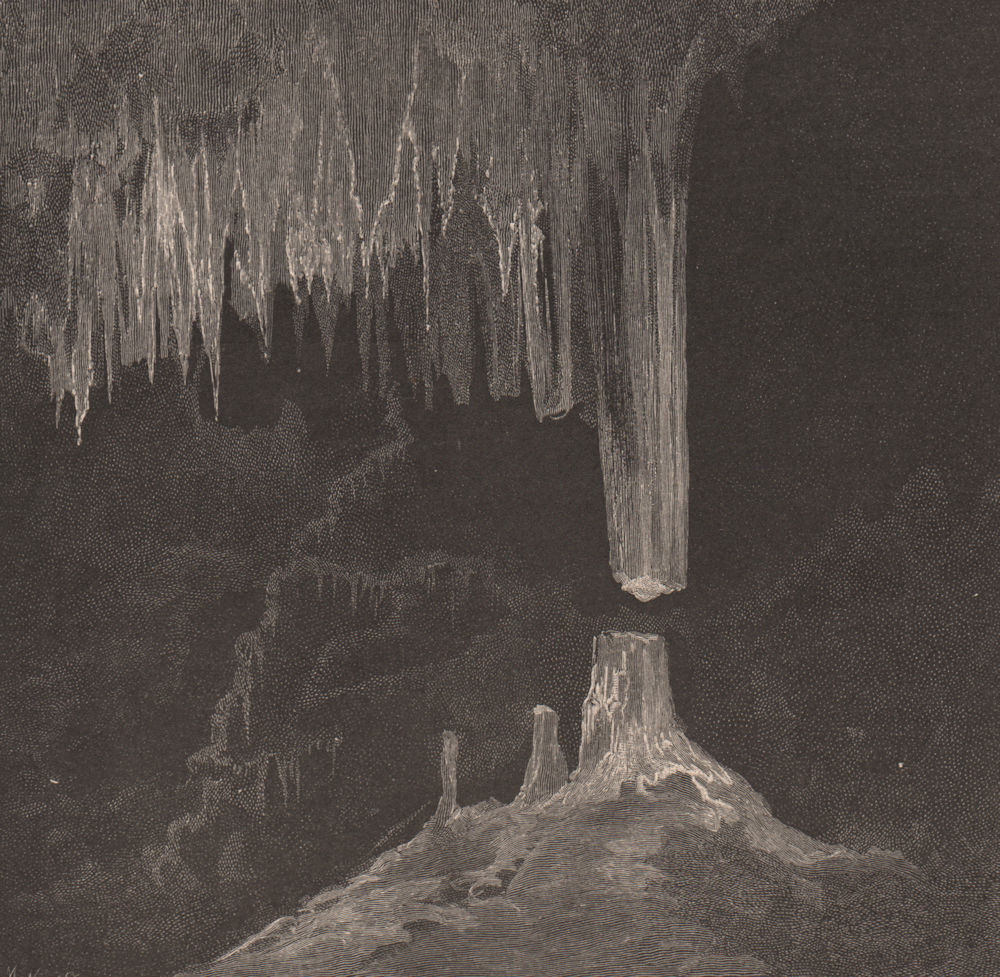 Broken Column, Cathedral Cave. JENOLAN CAVES. Australia 1888 old antique print