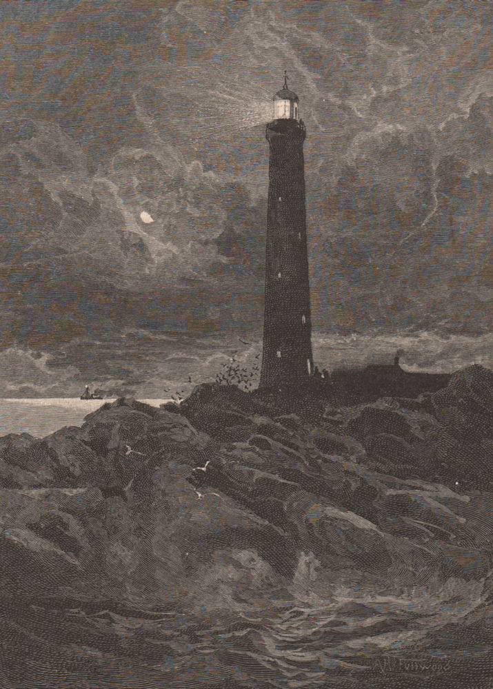 GABO ISLAND Lighthouse. Victoria, Australia 1888 old antique print picture
