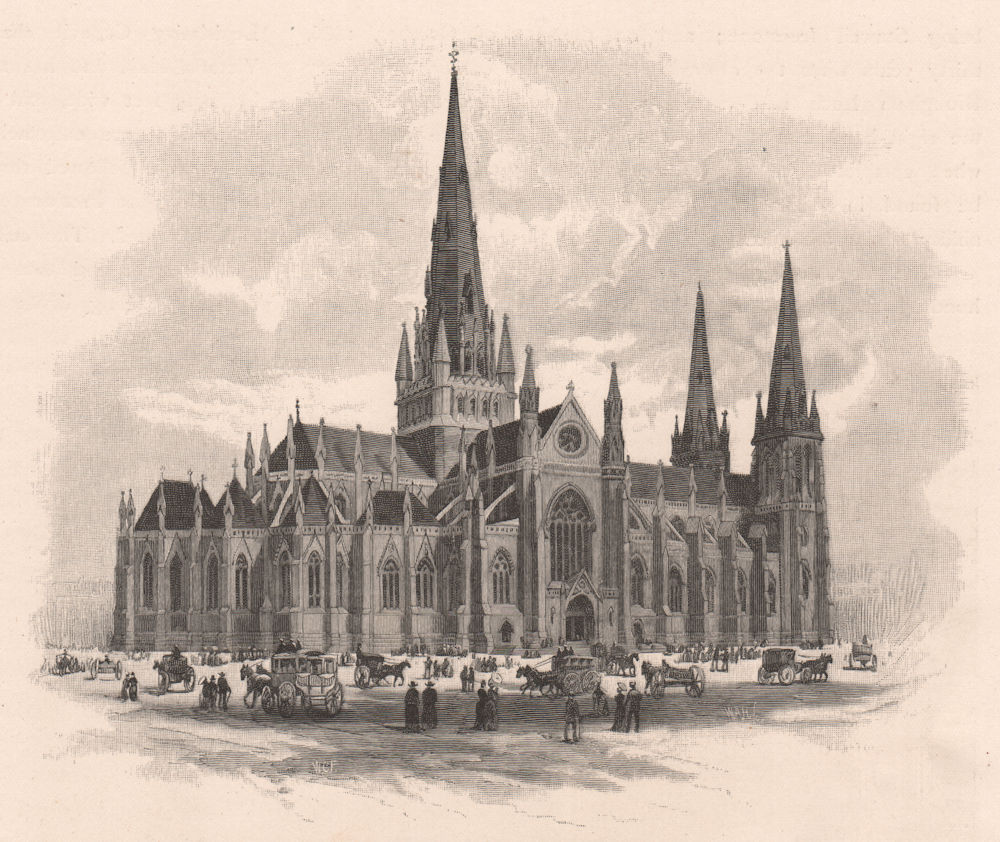 Associate Product St. Patrick's Cathedral. MELBOURNE. Australia 1888 old antique print picture