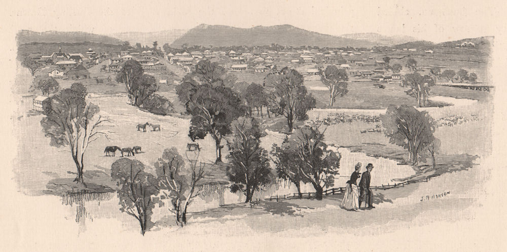 WARWICK,  Queensland. Australia 1888 old antique vintage print picture
