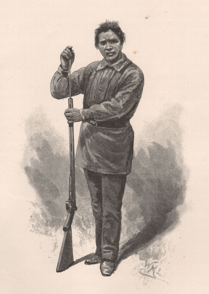 William Thompson, The Maori King-Maker. New Zealand 1888 old antique print