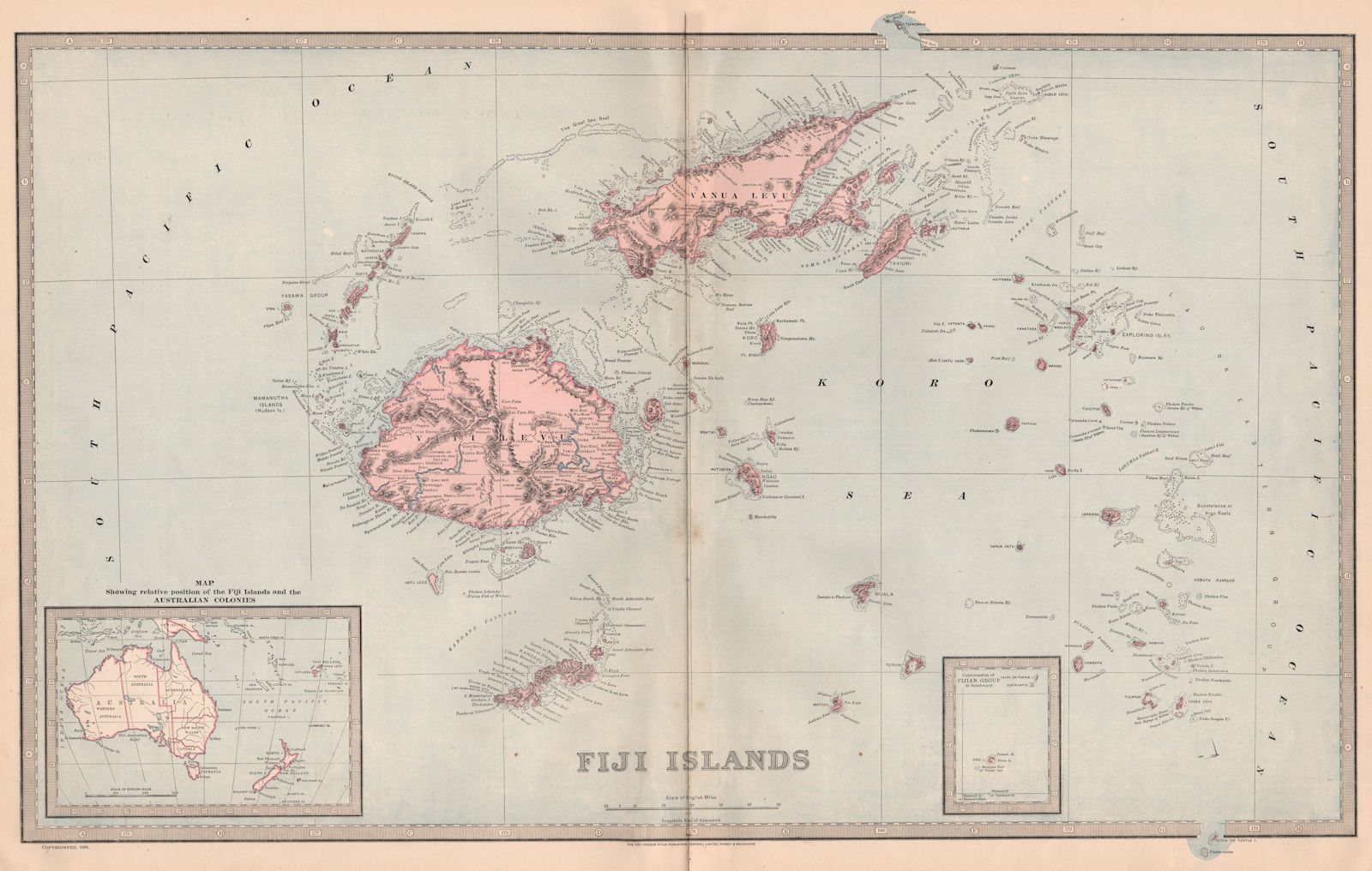 FIJI ISLANDS. Viti Levu Vanua Levu. Pacific islands. Large map. GARRAN 1888