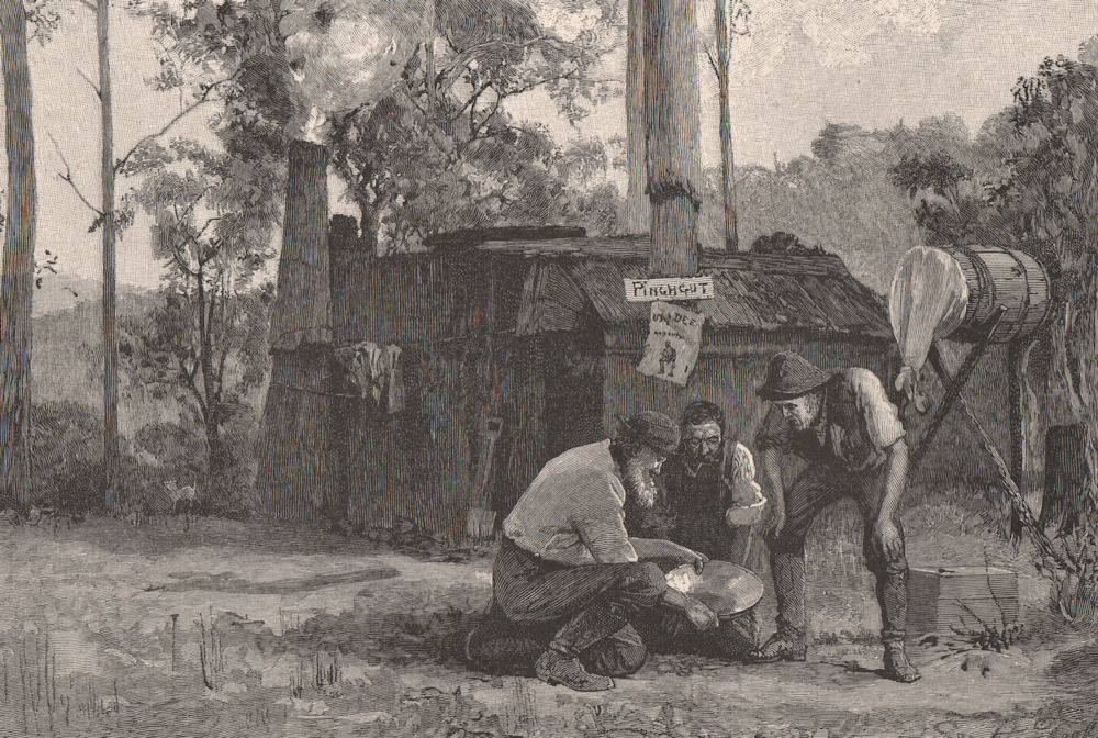 Associate Product Prospecting for gold. Australia 1888 antique vintage print picture