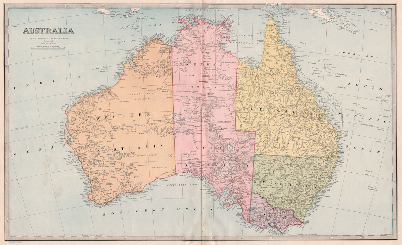 Associate Product Large map of AUSTRALIA for GARRAN. Shows Northern Territory part of SA 1888