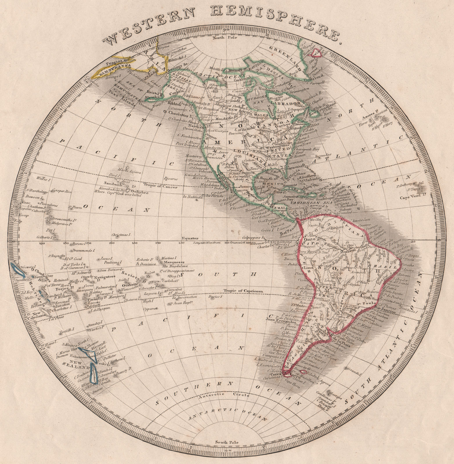 WESTERN HEMISPHERE. Americas. Mexican California. Louisiana. JOHNSON 1850 map
