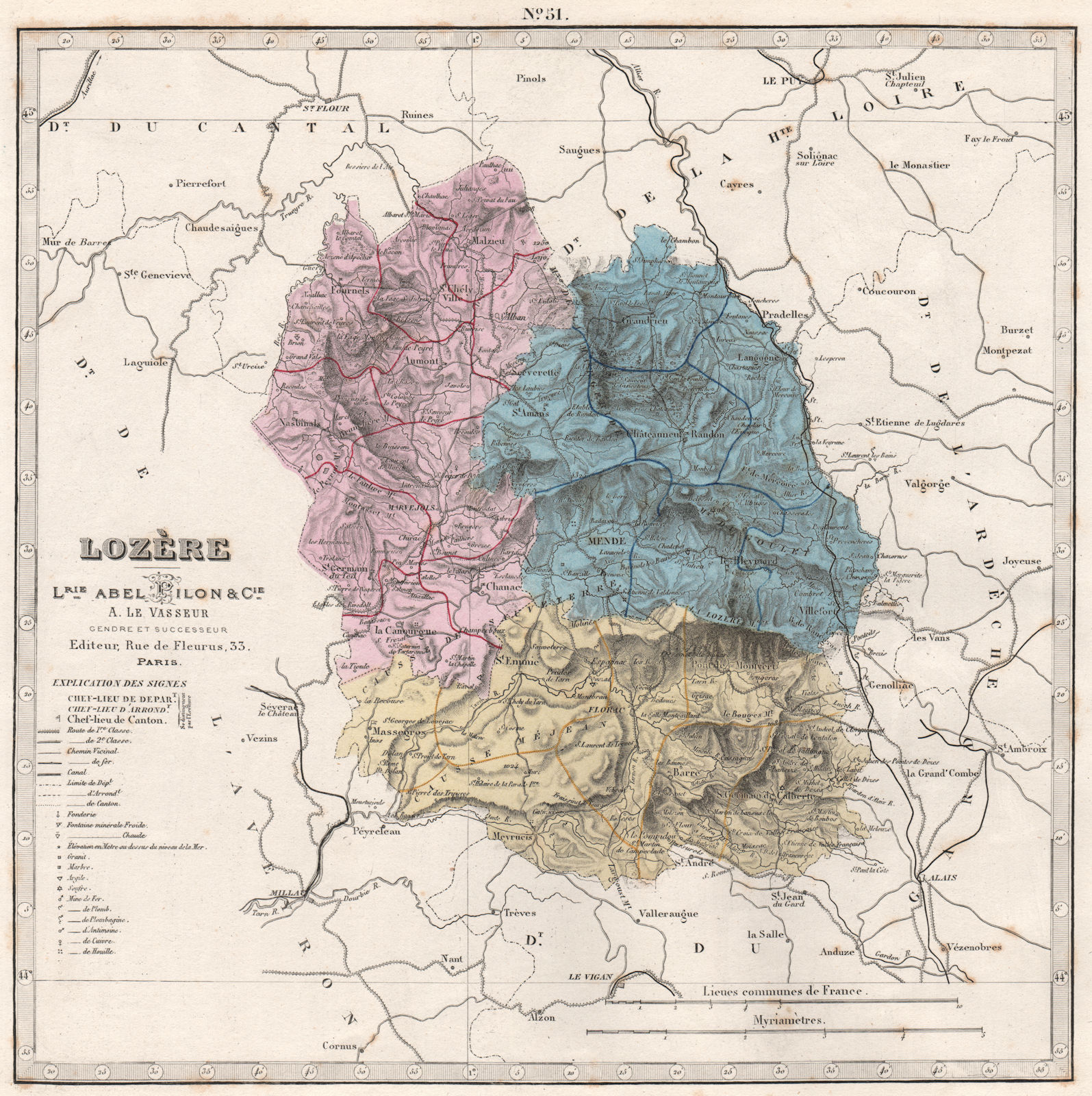 LES CAUSSES Sauveterre Méjean Noir Larzac Mende Millau Lozère Aveyron 1907 map 