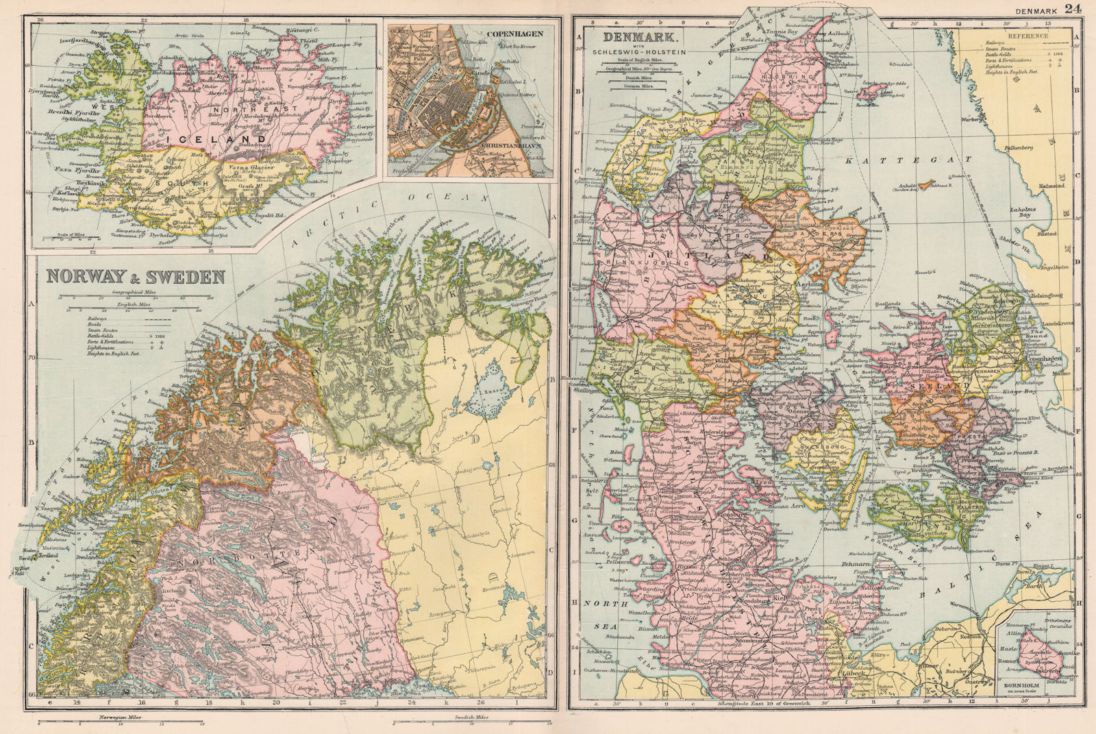 Associate Product SCANDINAVIA. Lapland Iceland Denmark Copenhagen. Norway & Sweden. BACON 1903 map