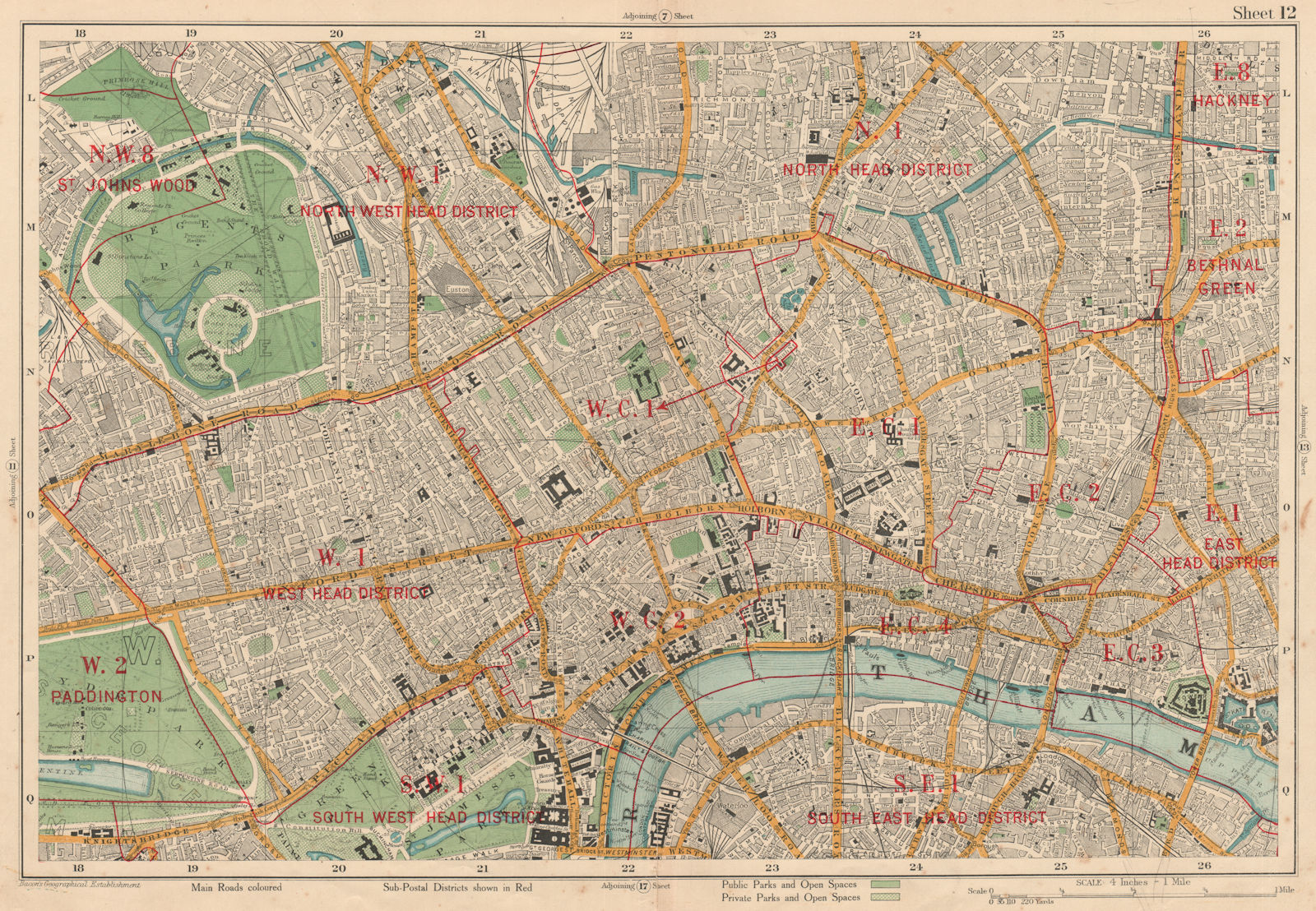 Associate Product LONDON CENTRAL Westminster West End City Islington Southwark. BACON 1927 map